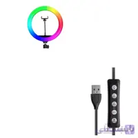 کیت رینگ لایت عکاسی هفت رنگ YQ-350 RGB به همراه سه پایه