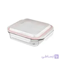 ظروف شیشه ای مستطیل درب دار لیمون کپی - آبی / 580میلی لیتر