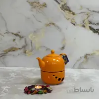 قوری وارمردار چینی شکس مدل باران رنگ نارنجی