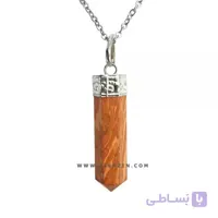 آویز منشوری کوچک سنگ مالاکیت نارنجی : رکاب نقره ای