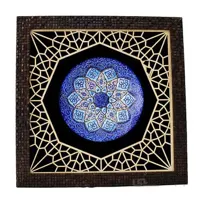 بشقاب دور گرد مشبک میناکاری