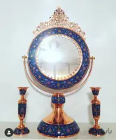 آیینه گرد و شمعدان مس و نقاشی کد ۱۰۱۳۱۱