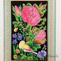 تابلو نقاشی نگارگری گل و مرغ کد ۱۰۱۲۷۲