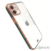 کاور شفاف دور رنگی مناسب برای گوشی موبایل اپل Iphone 12 رنگ ارغوانی کم رنگ
