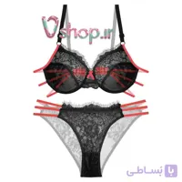 ست فانتزی مشکی بند گلبهی برند نوشه پوش کد 40012
