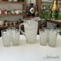 پارچ و لیوان خشتی آمریکایی اصل قدیمی کاملا سالم و نو ارتفاع پارچ ‌۲۴ لیوان ۱۴ سانت