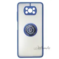 قاب محافظ مات انگشتی شیائومی پوکو اکس3 Translucent Matte Hybrid Ring Case Xiaomi poco سورمه ای