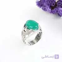انگشتر نقره مردانه با نگین عقیق سبز