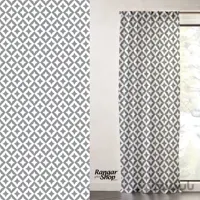 پرده با طرح هندسی طوسی سفید