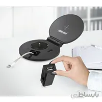 پریز توکار استوانه ای کد 10032 ملونی با شارژر USB و وایرلس سفید و مشکی