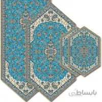 رومیزی مربع ترمه طرح سالار مشکی ابریشم کد 710 کد 410577