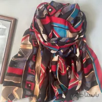 شال نخی تابستانه طرحدار مشکی 104003 ا 104003