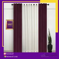 پرده اماده مخمل رنگ بادمجانی کد 949