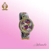 ساعت دخترانه فانتزی گل بنفش (بند کشی)