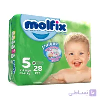 پوشک مولفیکس سایز ۵ مخصوص کودکان ۱۱ تا ۲۵ کیلوگرم ۲۸ عددی