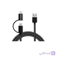 کابل تبدیل USB به microUSB/لایتنینگ ای دیتا مدل 2-IN-1 ا ADATA 2-IN-1 USB To microUSB/lightning Cable