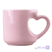 ماگ سرامیکی دسته قلبی صورتی