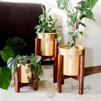 استند چوبی و گلدان ست سه عددی