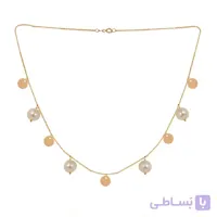 گردنبند طلا طرح پولکی با مروارید کد XN140