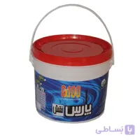 رنگ سفید نیم پلاستیک چاپ آبی پارس نقش گالن ۵ کیلوگرمی