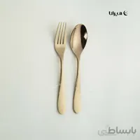 قاشق و چنگال تک 12 پارچه رزگلد براق برند ناب استیل مدل واریان