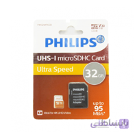 کارت حافظه‌ microSDXC فیلیپس مدل FM32MA65B کلاس ۱۰ ظرفیت ۳۲گیگابایت به همراه آداپتور SD