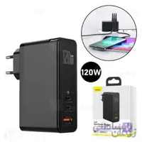 شارژر دیواری بیسوس Baseus GaN2 Pro QC3.0 PD3.0 Quick Charger C+C+A 120W CCGAN-J01 EU همراه کابل