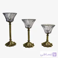 شمعدان 3 تكه بدنه صاف برنز