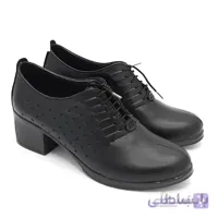 کفش چرم زنانه مدل توپی لیزری رنگ مشکی