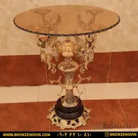 میز خاطره برنزی ۴ فرشته ستون زنبوری پایه سنگی پهن