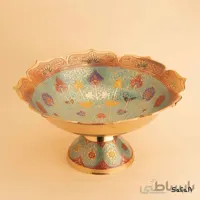 میوه خوری پایه دار برنجی میناکاری مدل سرو