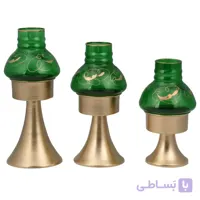 جا شمعی 3 عددی فلزی سبز