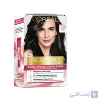 کیت رنگ مو لورال مشکی پرکلاغی شماره 1.01 حجم 48 میلی لیتر ا loreal excellence hair color derin siyah 101n