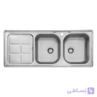 سینک استیل البرز دو لنگه نیمه فانتزی 215 توکار راست ا steelalbroz.sink215/50 کد 563349