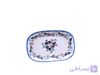 دیس چهارگوش کوچک چینی میبد مروارید نقش مرغی رنگی