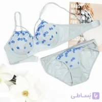 ست بدن نما گلدوزی آبی دلفینی طرح 2