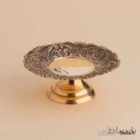 شیرینی خوری برنجی طلایی پایه دار مدل حدیقه