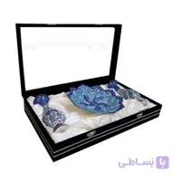 ست گلدان و بشقاب میناکاری طرح اسلیمی کوچک