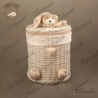 سبد استوانه سایز بزرگ خرس تدی رنگ کرم