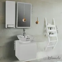 روشویی کابینت دار ساترون مربع دیواری 50 سانت ا روشویی کابینت دار ساترون مربع دیواری 50 سانت