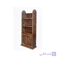 کتابخانه و قفسه درب دار دستساز صنایع چوب ساج مدل ۶۳۳