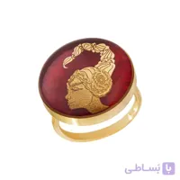 انگشتر عقیق و ورق طلا طرح ماه آبان