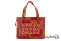 کیف دستی چرم طبیعی قلم زنی مدل چهل تکه