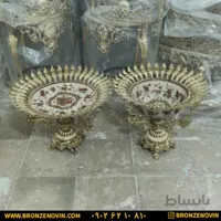 ست پذیرایی میوه خوری برنزی و آجیل خوری طرح برگی