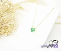 گردنبند زنانه استیل ونکلیف نگین سبز