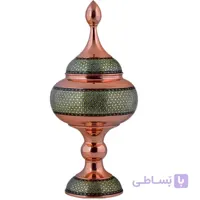 شکلات خوری مسی خاتم کاری اثر آقاجانی ارتفاع 41 سانتی متر کد C-496