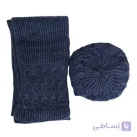 شال و کلاه فرانسوی بافت زنانه ضخیم سورمه ای تیره کد127