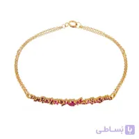 دستبند طلا زنانه با نگین به رنگ یاقوت قرمز کد CB324F