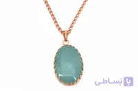 گردنبند مسی دخترانه نگین سبزآبی