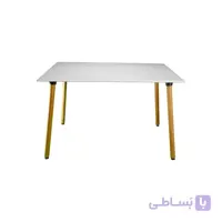 میز مستطیل بنیزان مدل پایه چوبی استوانه ای 120*80